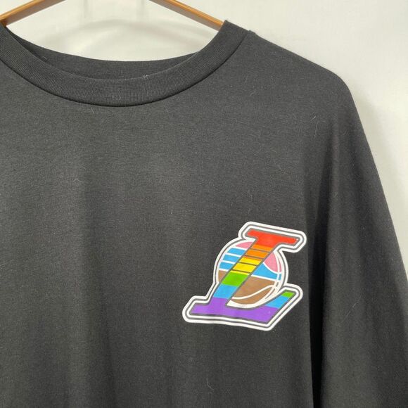 Lakers Black Los Angeles Spirit Jersey Pride Logo Long Sleeve T-Shirt Size XL - Picture 2 of 5